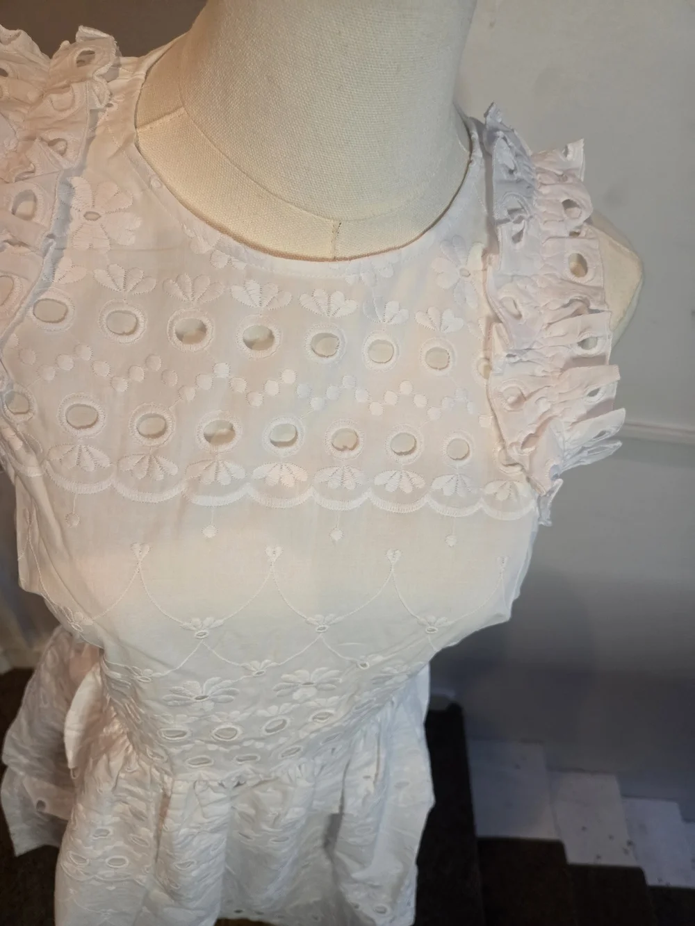 Kate Spade White Eyelet Sleeveless Midi Dress
